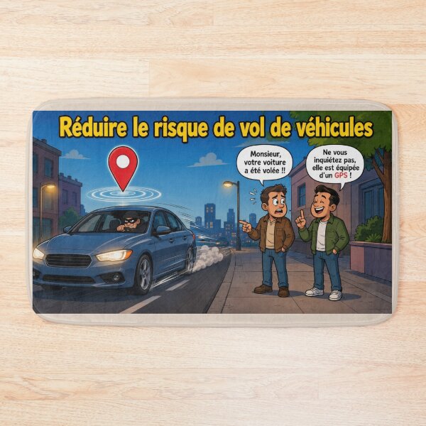 Item preview, Reducing the risk of vehicle theft – Humorous cartoon about GPS geolocation and car anti-theft devices 3 designed and sold by WordPlayStudio.