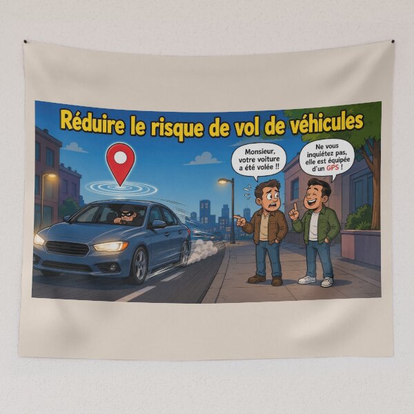 Item preview, Reducing the risk of vehicle theft – Humorous cartoon about GPS geolocation and car anti-theft devices 3 designed and sold by WordPlayStudio.