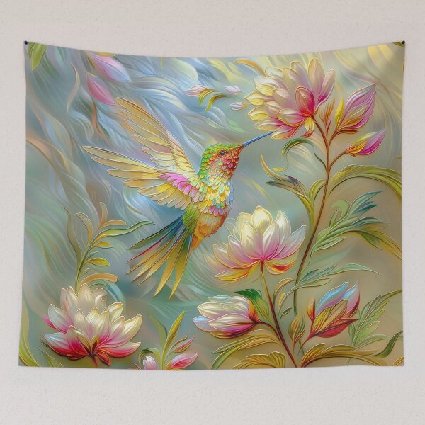 Item preview, Hummingbird Among Blooming Flowers designed and sold by MargaretWiktor.