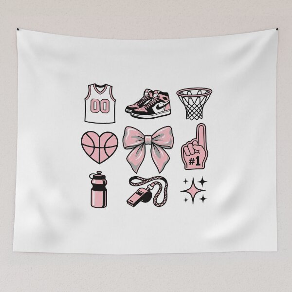 Item preview, Coquette Basketball Pink Bow Aesthetic Cute Girly Basketball Sports Collage designed and sold by get55shirt.