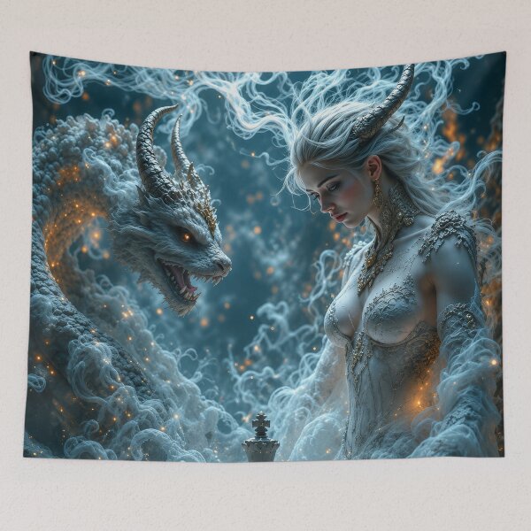 Item preview, Dragon Queen's Final Move | White Dragon Fantasy Chess Art designed and sold by DrakariArt.