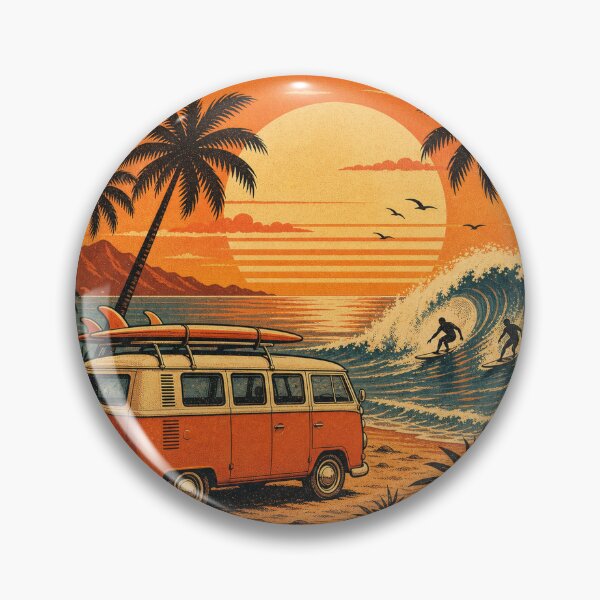 Item preview, Summer Vibes Retro Surf Van Sunset designed and sold by puredevn.