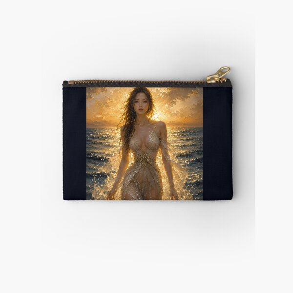 Item preview, Golden Sea Goddess at Sunset | Ocean Fantasy Portrait Wall Art designed and sold by ManJiangHong.