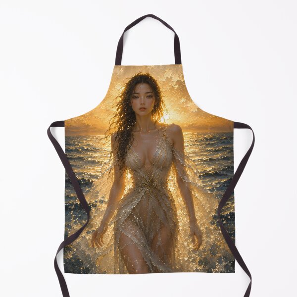 Item preview, Golden Sea Goddess at Sunset | Ocean Fantasy Portrait Wall Art designed and sold by ManJiangHong.