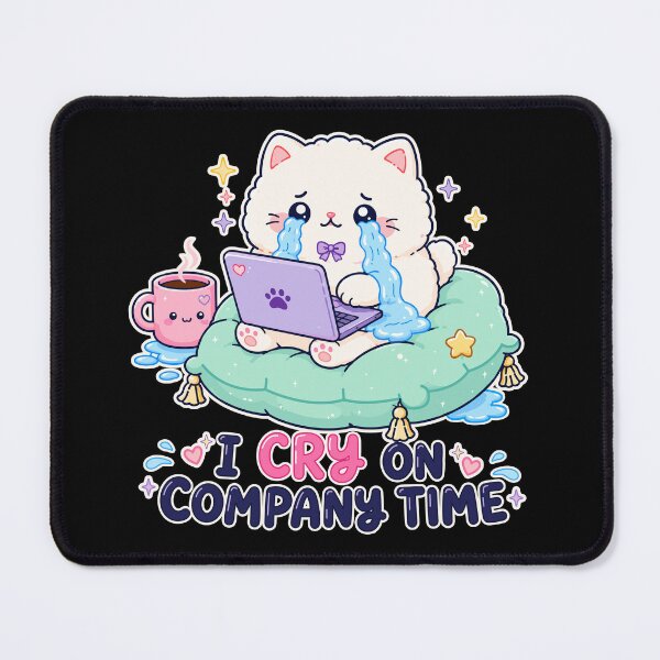 Item preview, I Cry On Company Time Cute Crying Cat Meme | Kawaii Work From Home Kitty designed and sold by TavellynArt.