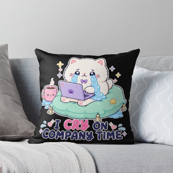 Item preview, I Cry On Company Time Cute Crying Cat Meme | Kawaii Work From Home Kitty designed and sold by TavellynArt.