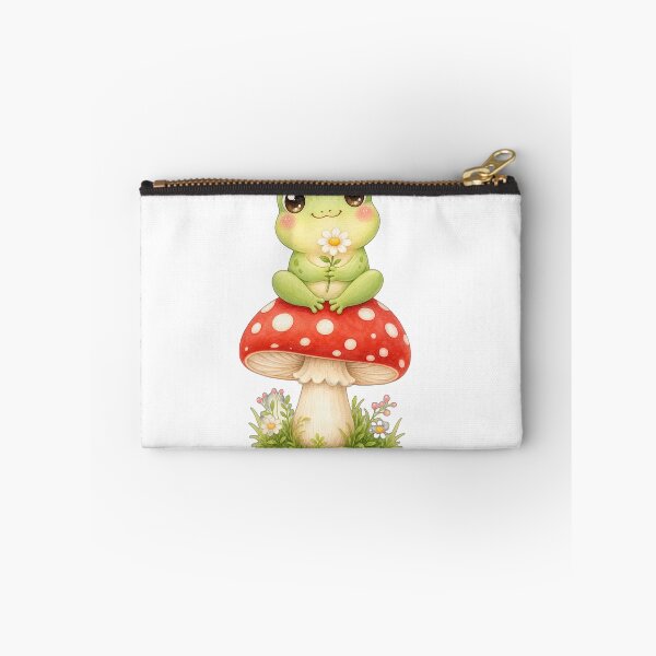 Item preview, Cute frog on a fly agaric mushroom with flower designed and sold by puredevn.