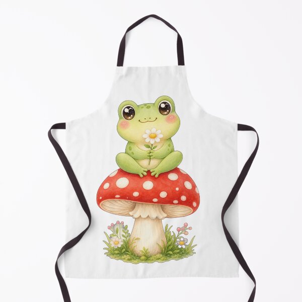 Item preview, Cute frog on a fly agaric mushroom with flower designed and sold by puredevn.