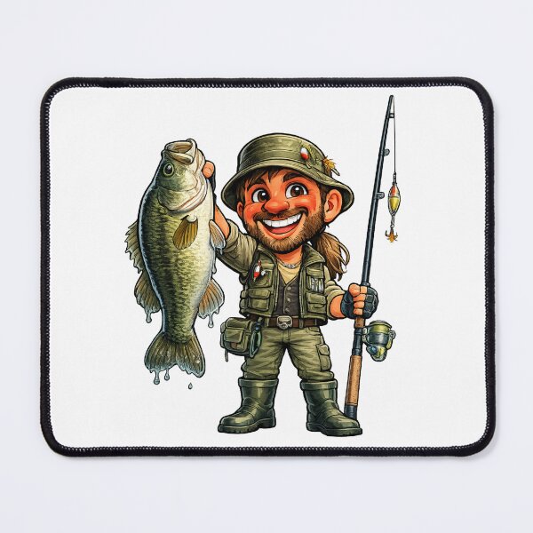 Item preview, Funny Fisherman Cartoon designed and sold by AlexLineArt.