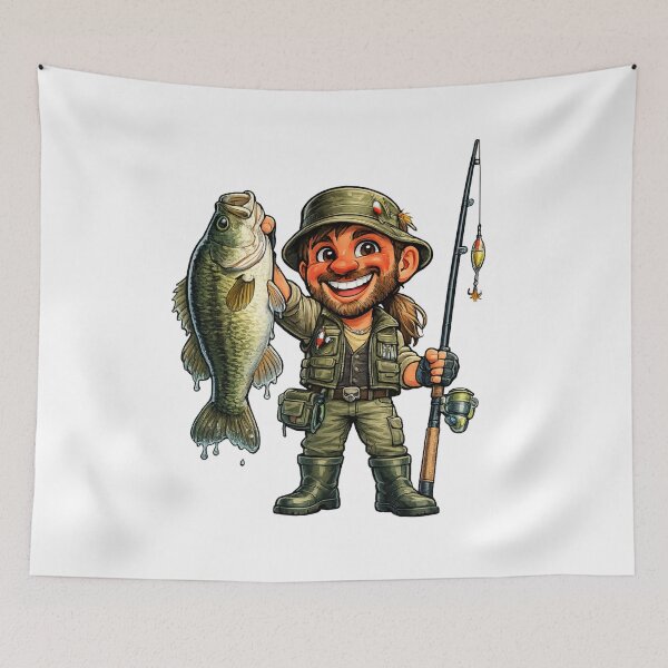 Item preview, Funny Fisherman Cartoon designed and sold by AlexLineArt.
