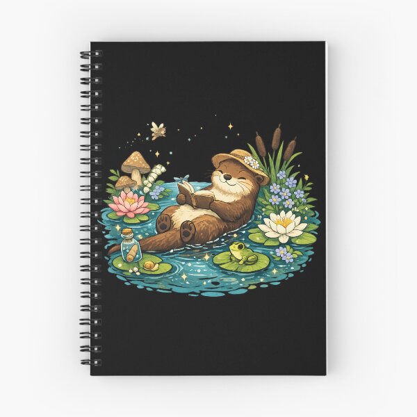 Item preview, Cozy Reading Otter in Lily Pond - Cute Cottagecore designed and sold by SidTastic .