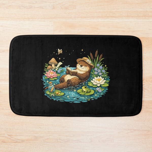 Item preview, Cozy Reading Otter in Lily Pond - Cute Cottagecore designed and sold by SidTastic .
