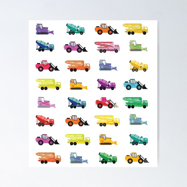 "Fun Kids Construction vehicles" Poster for Sale by Pastel Patterns