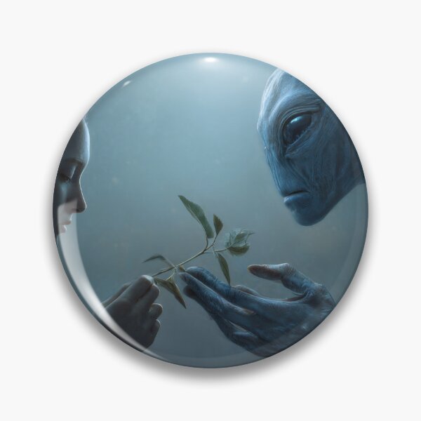 Item preview, Girl and Blue Alien Sharing a Green Branch designed and sold by Shannon Hilson.
