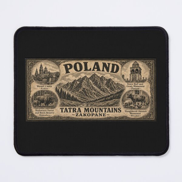 Item preview, POLAND TRAVEL POSTER II ~ VINTAGE LOOK~ W/ ICONIC LANDMARKS~ WAWEL CASTLE, CLOCKTOWER WITH GOATS, FOREST AND BISON RESERVE, SLAUGHTERED ANIMALS MONUMENT, TATRA MOUNTAINS~ designed and sold by V3GFX.