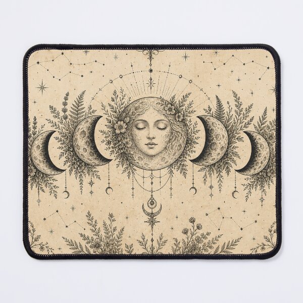 Item preview, Mystical Moon Phases Goddess Celestial Vintage Art designed and sold by puredevn.