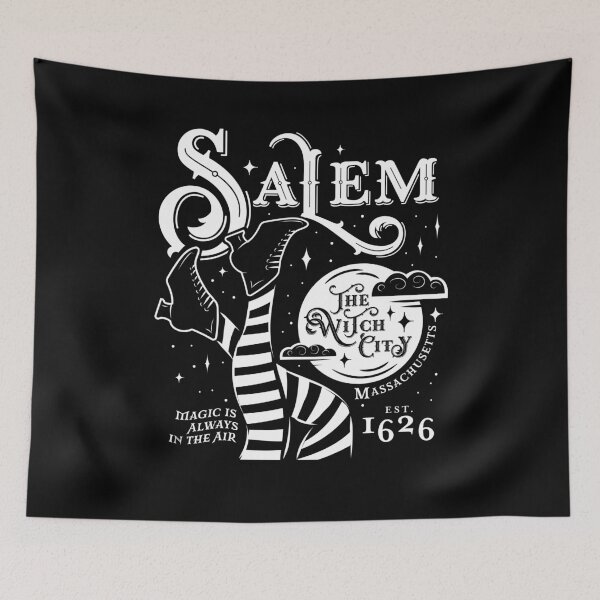 Item preview, Salem Established 1626 Logo with sexy Witch legs white color designed and sold by Jdawnink.