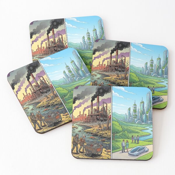 Item preview, Dystopia vs Utopia Eco Futuristic Split Scene Art designed and sold by Daniela`s shop.