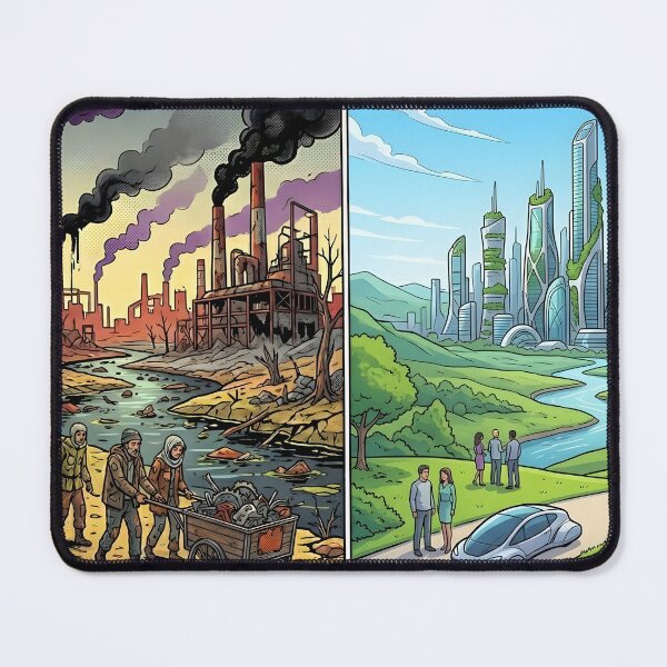 Item preview, Dystopia vs Utopia Eco Futuristic Split Scene Art designed and sold by Daniela`s shop.
