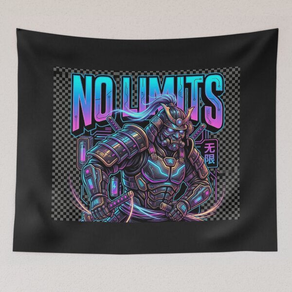 Item preview, Cyber Samurai No Limits - Futuristic Neon Streetwear Graphic designed and sold by alalame.