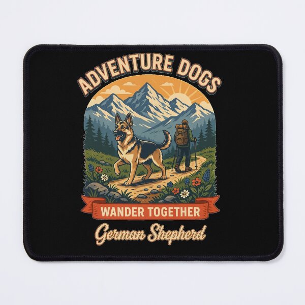 Item preview, Adventure Dogs – Wander Together | German Shepherd Vintage Hiking designed and sold by No Excuses Supply.