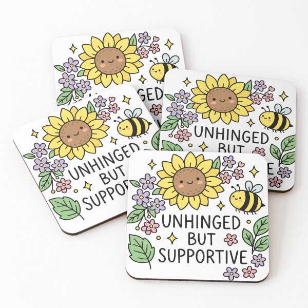 Item preview, Unhinged But Supportive Funny Sunflower Bee Mental Health designed and sold by TavellynArt.