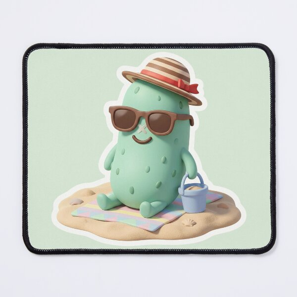 Item preview, Cute Beach Pickle Shirt | Kawaii Summer Pickle Lover Gift | Funny Vacation Cartoon | Pseudo 3D Beach Aesthetic Sticker designed and sold by Basma Designs | Funny Shirts, Stickers & Mugs.