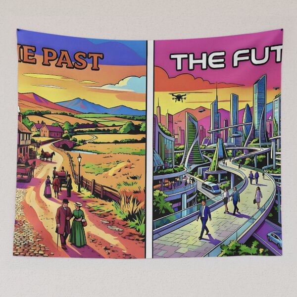 Item preview, The Past and The Future: Vintage Village vs Cyber City Art designed and sold by Daniela`s shop.