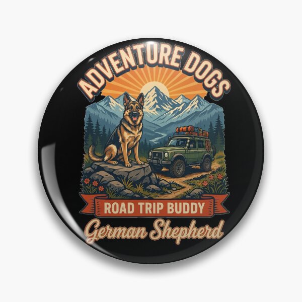 Item preview, Adventure Dogs – Road Trip Buddy | German Shepherd Vintage Off-Road Camping designed and sold by No Excuses Supply.