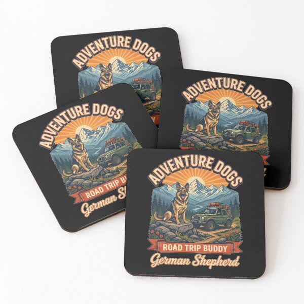 Item preview, Adventure Dogs – Road Trip Buddy | German Shepherd Vintage Off-Road Camping designed and sold by No Excuses Supply.
