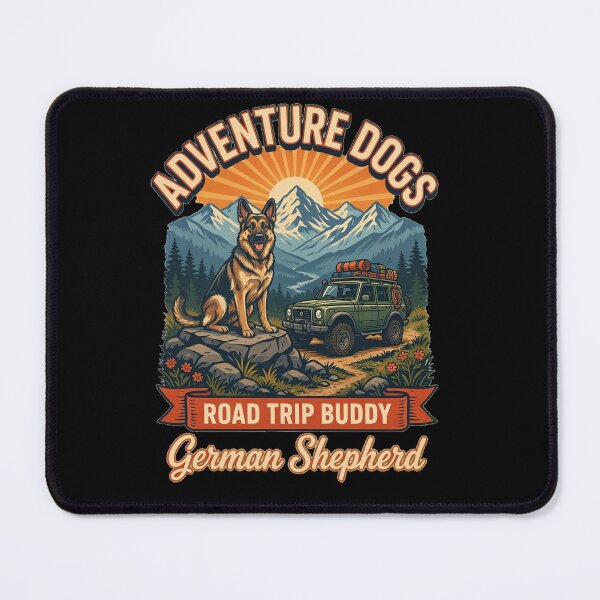 Item preview, Adventure Dogs – Road Trip Buddy | German Shepherd Vintage Off-Road Camping designed and sold by No Excuses Supply.