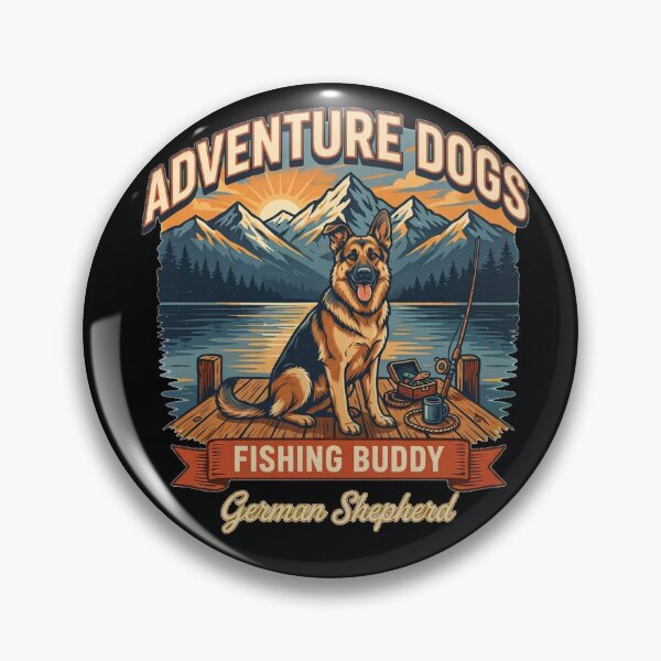 Item preview, Adventure Dogs – Fishing Buddy | German Shepherd Vintage Fishing designed and sold by No Excuses Supply.