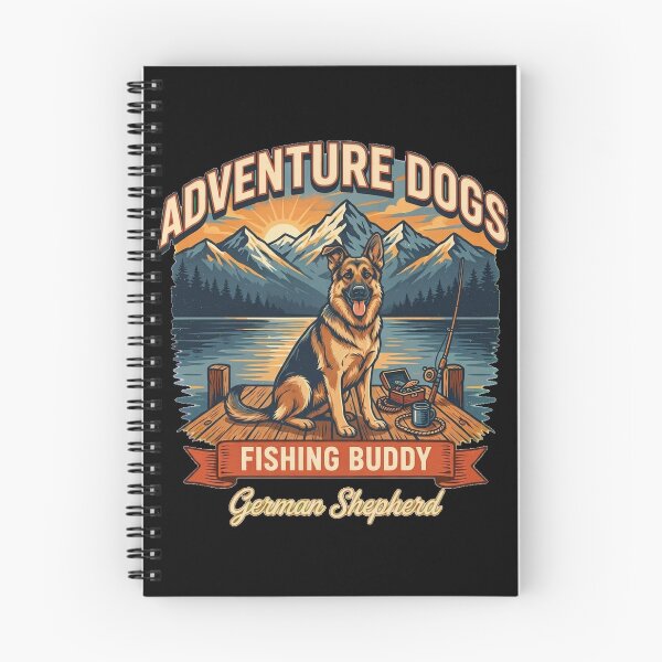 Item preview, Adventure Dogs – Fishing Buddy | German Shepherd Vintage Fishing designed and sold by No Excuses Supply.