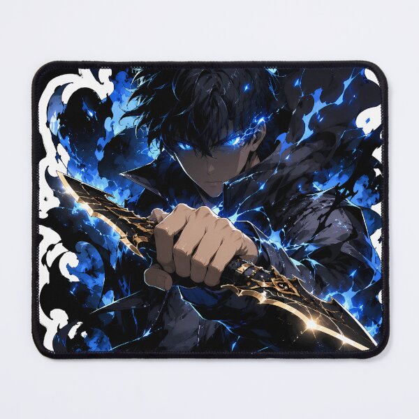 Item preview, Cool Shadow Anime Boy Glowing Blue Eyes Sticker designed and sold by vibeartstudio99.