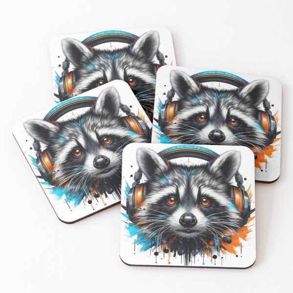 Item preview, Gaming Raccoon Art, Cyber Raccoon With RGB Headset, Cute Gamer Animal, Neon Streetwear Design designed and sold by gkhanco.