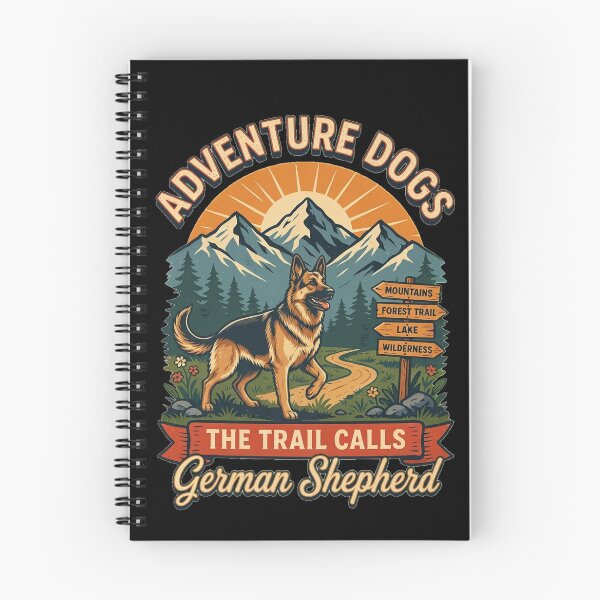 Item preview, Adventure Dogs – The Trail Calls | German Shepherd Vintage Hiking designed and sold by No Excuses Supply.