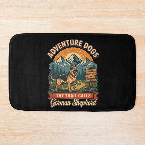 Item preview, Adventure Dogs – The Trail Calls | German Shepherd Vintage Hiking designed and sold by No Excuses Supply.