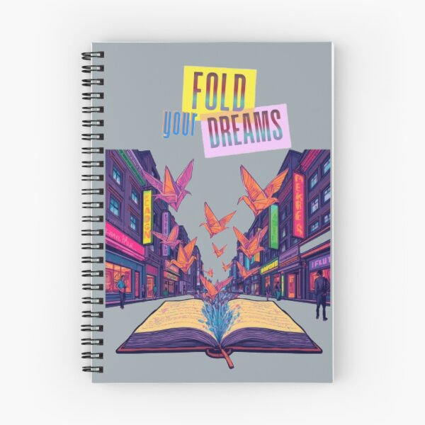 Item preview, Whimsical Paper Bird City Street Slogan Fold Your Dreams Print designed and sold by Miheerala.