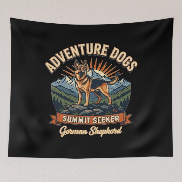 Item preview, Adventure Dogs – Summit Seeker | German Shepherd Vintage Mountain Hiking designed and sold by No Excuses Supply.