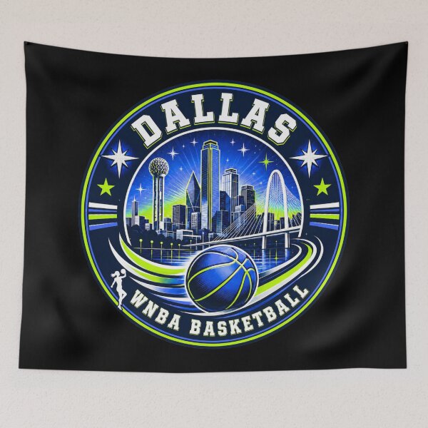 Item preview, Dallas Women’s Basketball Skyline Emblem Blue Green Sports Design designed and sold by TKOprintdesigns.