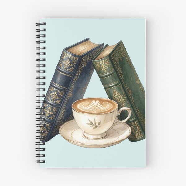 Item preview, Vintage Dark Academia Books with Cozy Latte Coffee Cup designed and sold by sanorastyle.