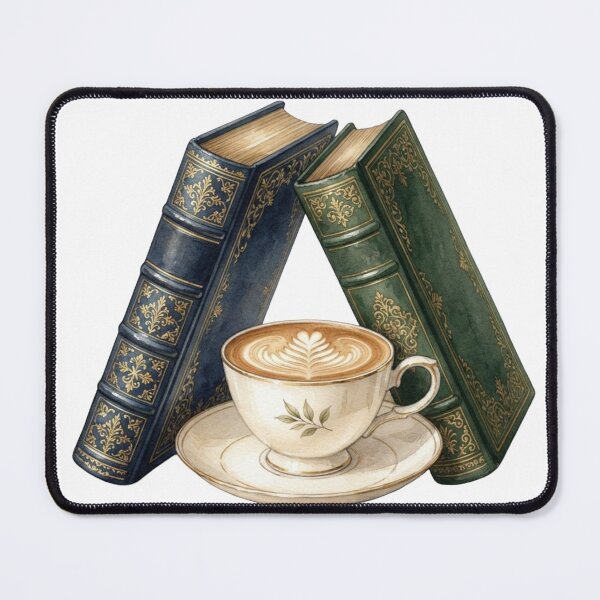 Item preview, Vintage Dark Academia Books with Cozy Latte Coffee Cup designed and sold by sanorastyle.