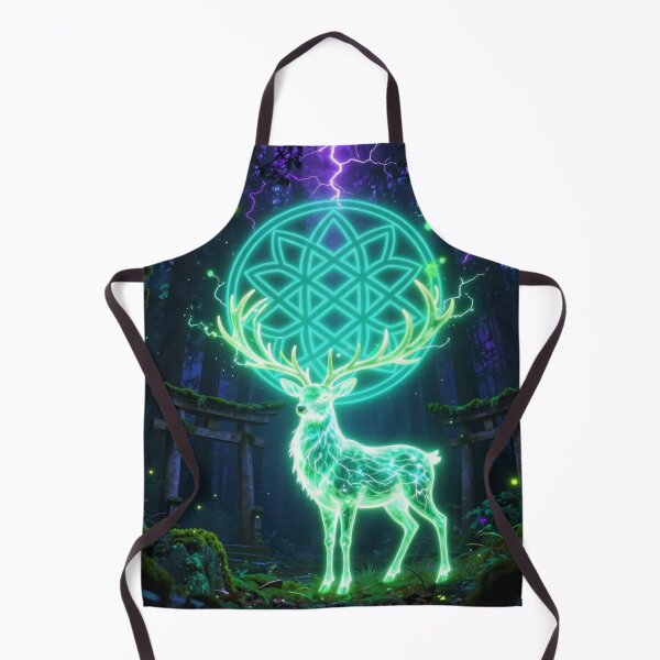 Item preview, Mystic Neon Stag – Sacred Forest Spirit with Glowing Geometric Symbol designed and sold by DervoTeck2767.