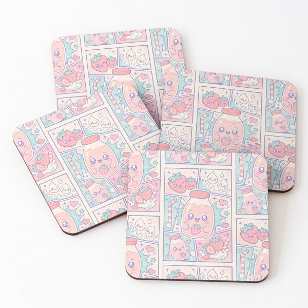 Item preview, Kawaii Strawberry Milk Pop Panels designed and sold by Gift Phrase Studio.