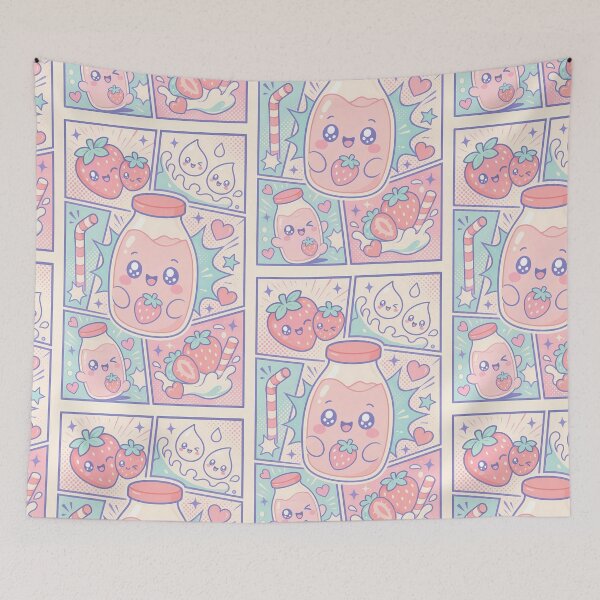 Item preview, Kawaii Strawberry Milk Pop Panels designed and sold by Gift Phrase Studio.