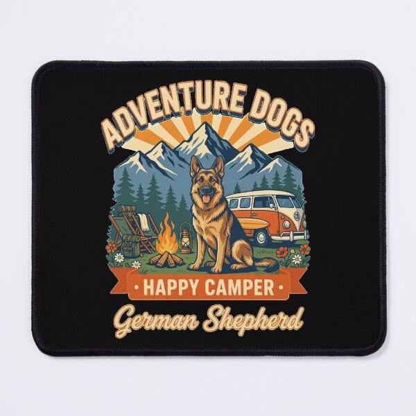 Item preview, Adventure Dogs – Happy Camper | German Sherperd Vintage Camping designed and sold by No Excuses Supply.