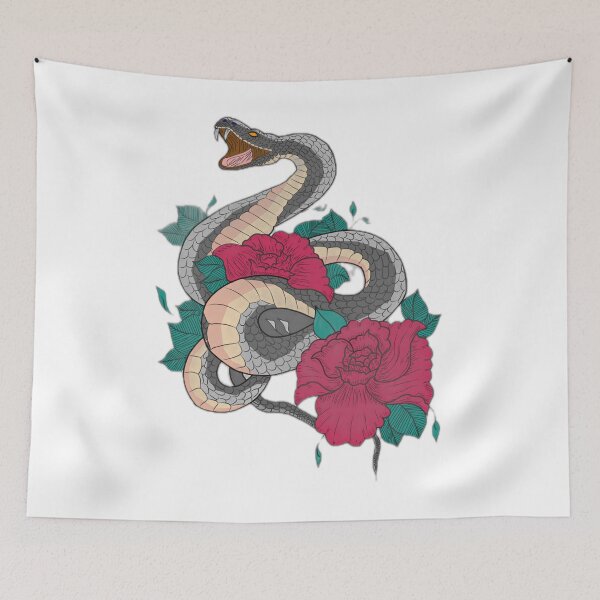 Item preview, Snake and Red Roses Illustration designed and sold by DailyDoodlesBySumbul.