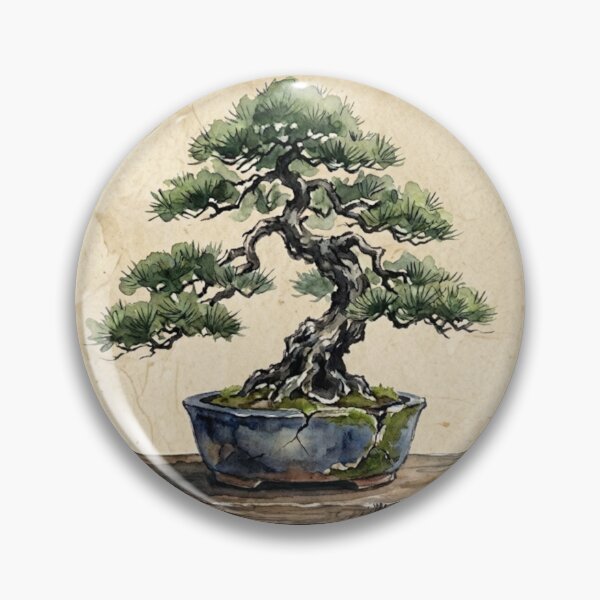 Item preview, Bonsai 盆栽 - Miniature Tree in Pot, a Watercolor designed and sold by Purrfecta.