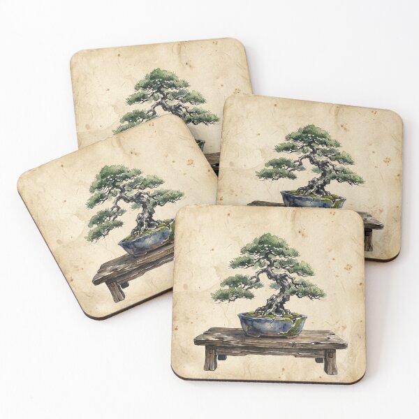 Artikelvorschau, Bonsai 盆栽 – Miniaturbaum im Topf, ein Aquarell entworfen und verkauft von Purrfecta.