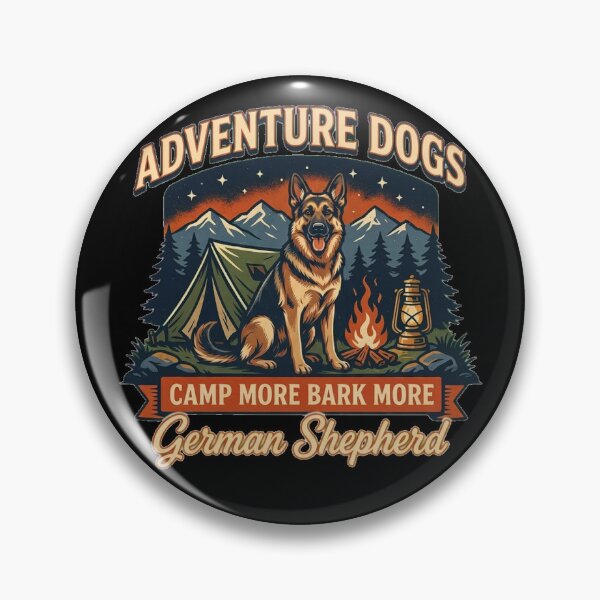 Item preview, Adventure Dogs – Camp More Bark More | German Shepherd Vintage Camping designed and sold by No Excuses Supply.